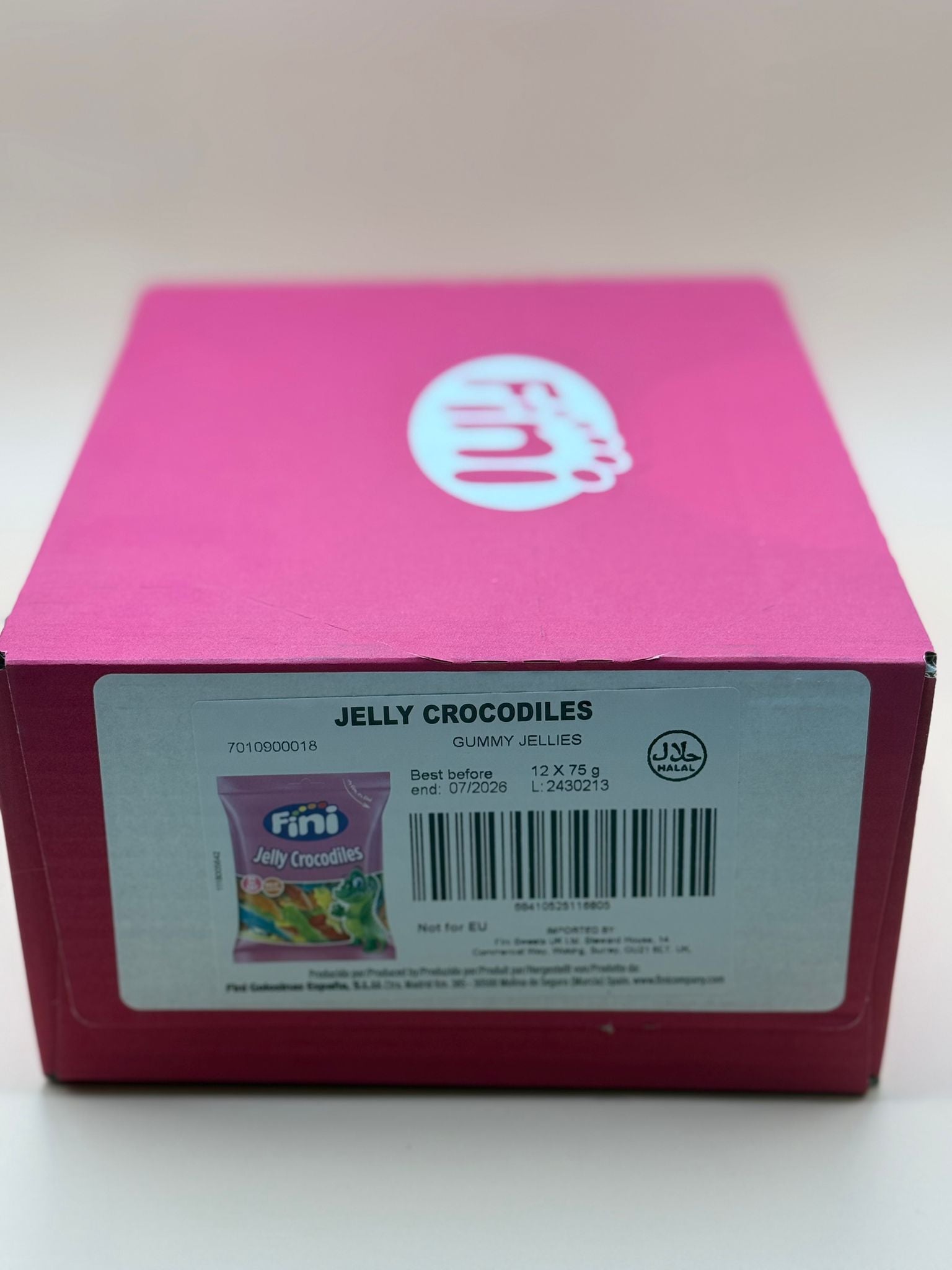 Fini Halal Jelly Crocodiles Fruit Gummy Sweets Packs 12x75g Perfect Kids Gift&amp;Adults&amp;Parties